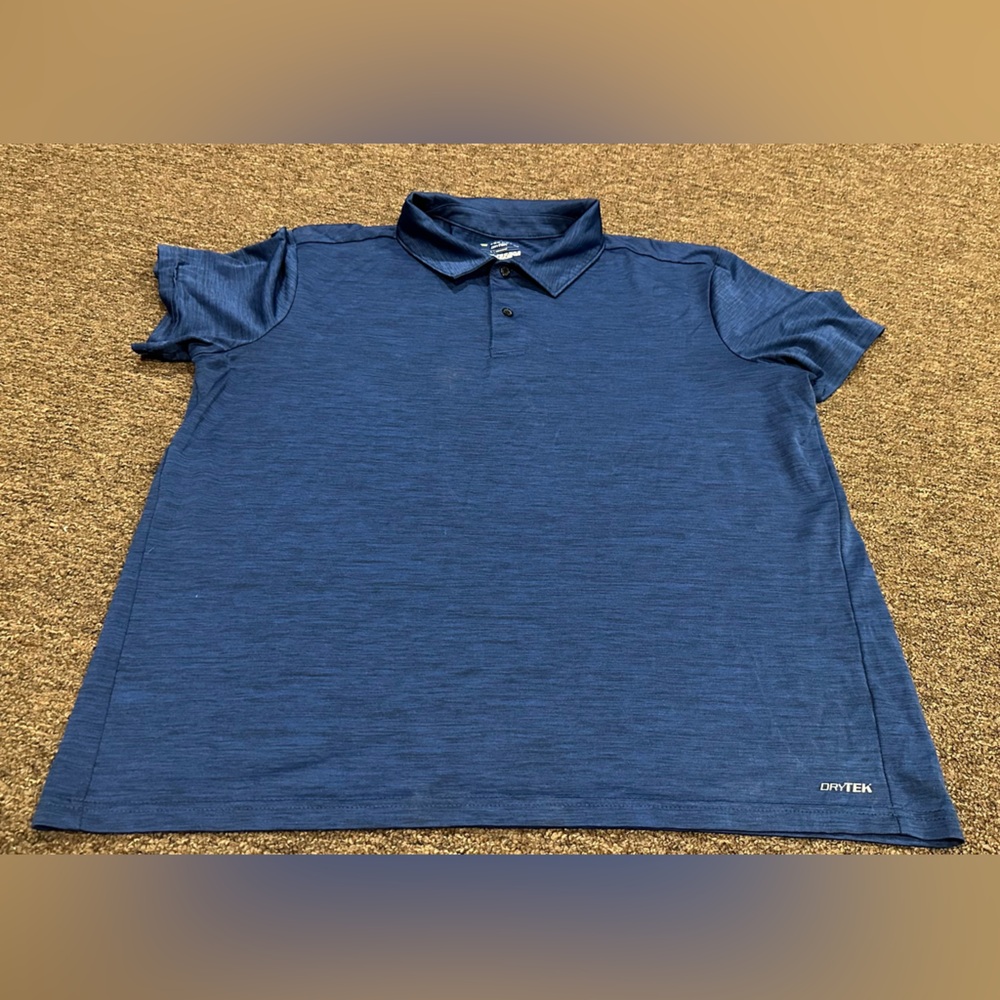 EUC! Tek Gear Dry Tech Navy Polo Golf Shirt Sz L